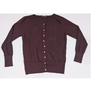 Vita Milano Cardigan Women XL Burgundy Excellent Rhinestone Button Scoop Neck